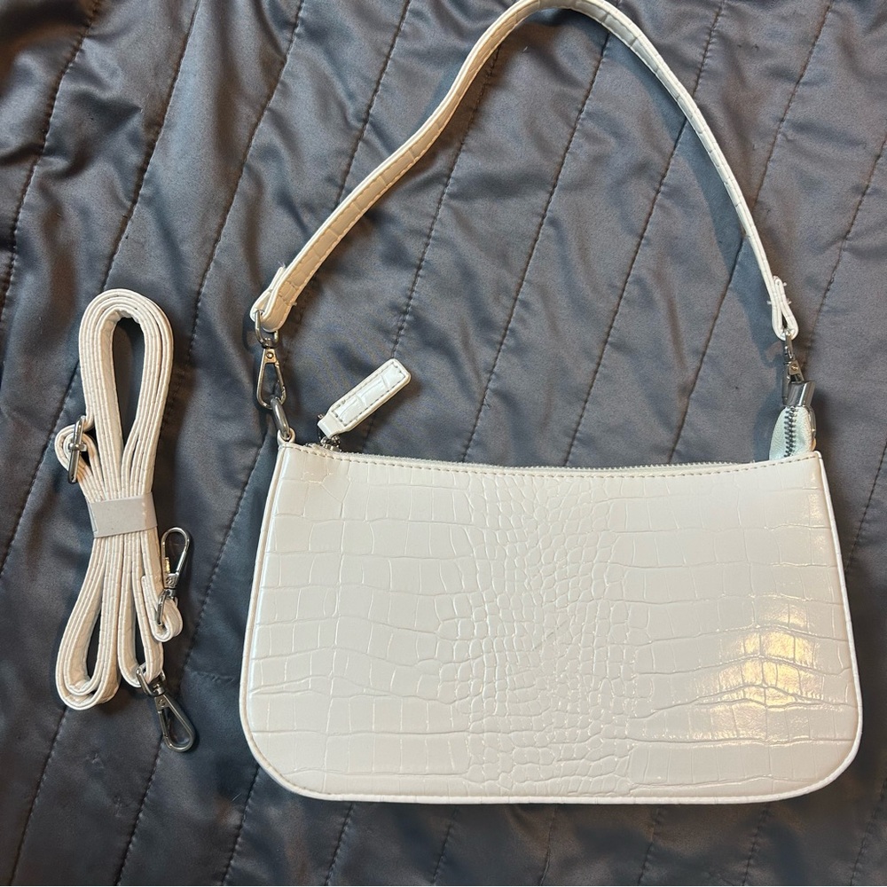 White Croc/Snake Skin Shoulder Bag